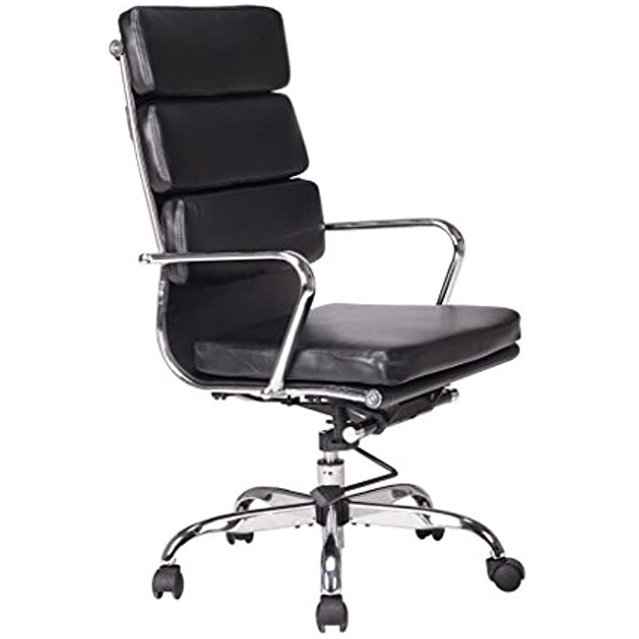 VIVA OFFICE Executive Bonded Leather Computer Chair High Back with Cushioned Seating, Black