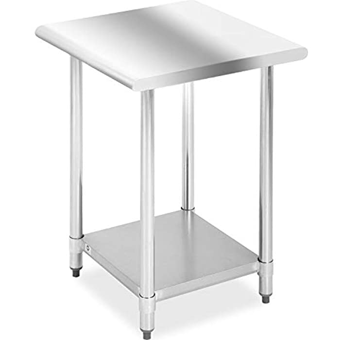 Kitchen Work Table Stainless Steel Metal Commercial NSF Work Table with Adjustable Table Toot (24Wx24L)
