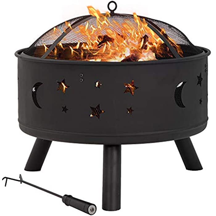 24" Fire Pit Portable Outdoor Firepit Wood Fireplace Heater Patio Deck Yard