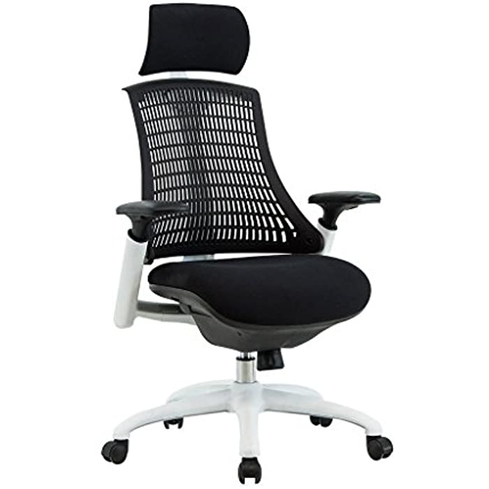 High Back Ergonomic Nylon Base Office Chair with Adjustable Armrest, Black