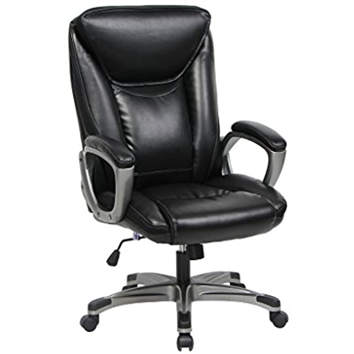 VIVA OFFICE High Back Bonded Leather Office Chair with Padded Headrest and Armrests