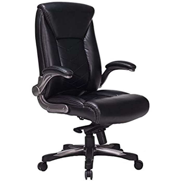 VIVA OFFICE High Back Bonded Leather Managerial Chair with Padded Flip-Up Armrests