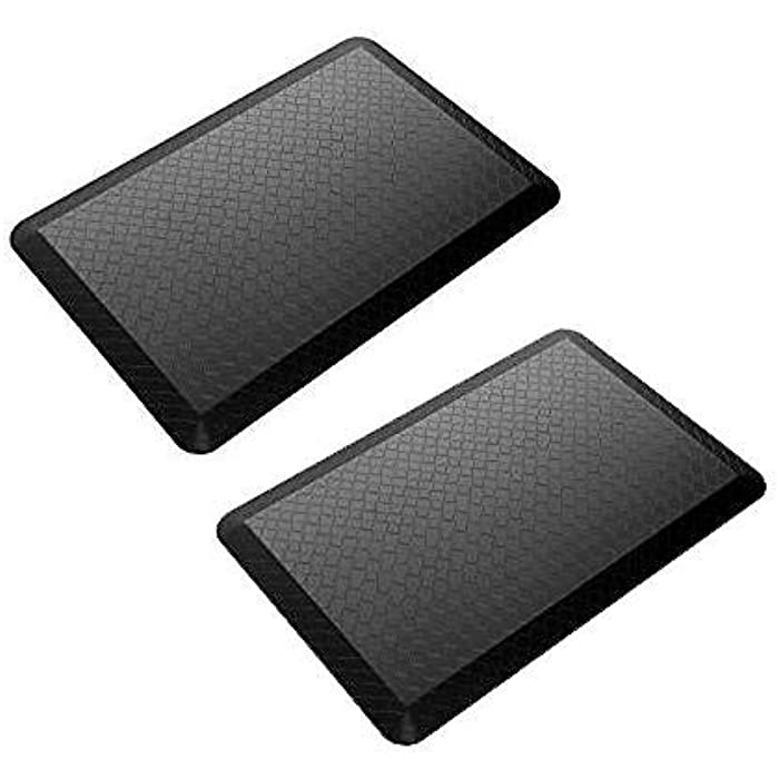 2 PCS Standing Deak Mat PU Leather 20" by 39" 3/4" Thick Kitchen Mat Rug Anti Fatigue Floor Mat