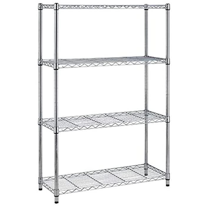 BestOffice 14‘’Lx36''Wx54''H 4 Tier Wire Shelving Unit NSF Metal Large Storage Shelves Heavy Duty Height Adjustable Commercial Grade Steel Utility Layer Shelf Rack Organizer 1000 LBS Capacity,Chrome