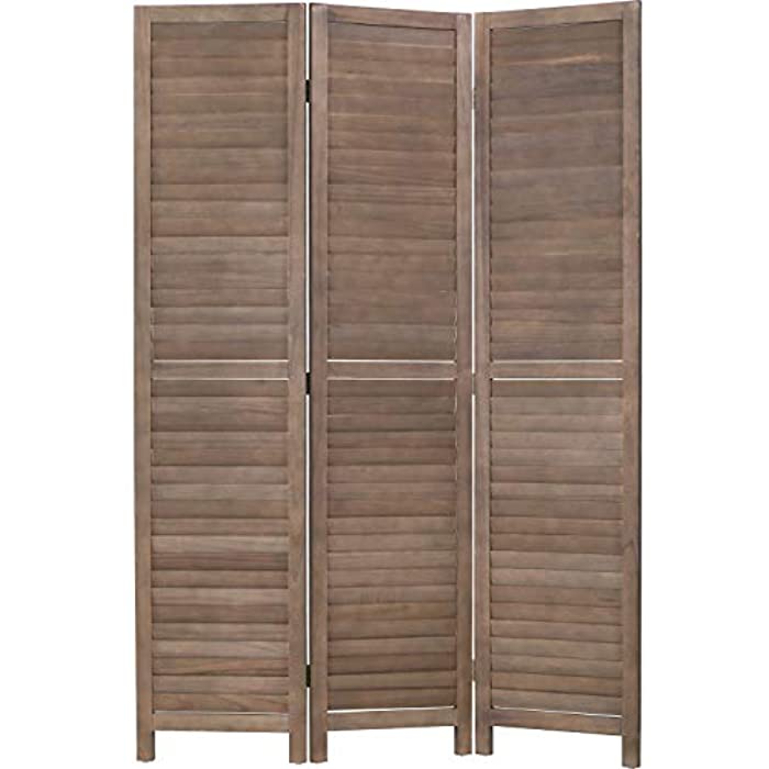 3 Panel Wood Room Divider 4.3 Ft Tall Privacy Wall Divider 67.7" x 16.9" Each Panel Folding Wood Screen for Home Office Bedroom Restaurant ï¼ˆBrownï¼‰