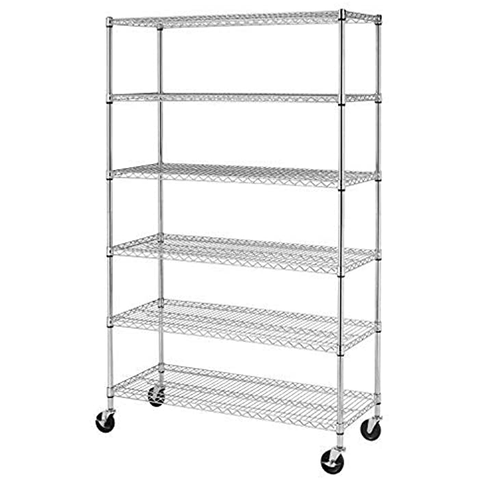 18x48x78 Storage Shelves Heavy Duty Metal Shelves Garage Organizer Wire Rack Shelving Storage Unit Shelf Adjustable Utility 6000 LBS Capacity,Chrome