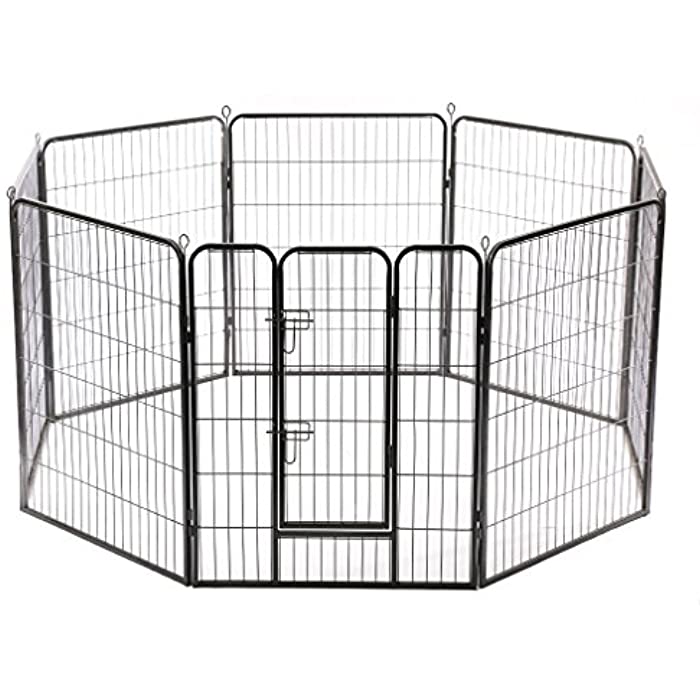 BestPet 24" x32”Heavy Duty 8 Panel Folding Metal Pet Playpen Dog Exercise Fence with Door