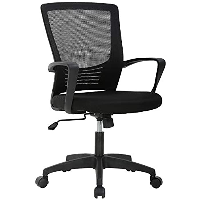 Ergonomic Office Chair Cheap Desk Chair Mesh Computer Chair with Lumbar Support Arms Modern Cute Swivel Rolling Task Mid Back Executive Chair for Women Men Adults Girls,Black