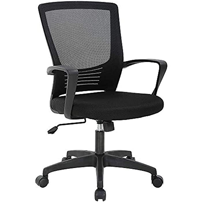 Office Chair Ergonomic Desk Chair Swivel Rolling Computer Chair Executive Lumbar Support Task Mesh Chair Metal Base for Home Office, Black